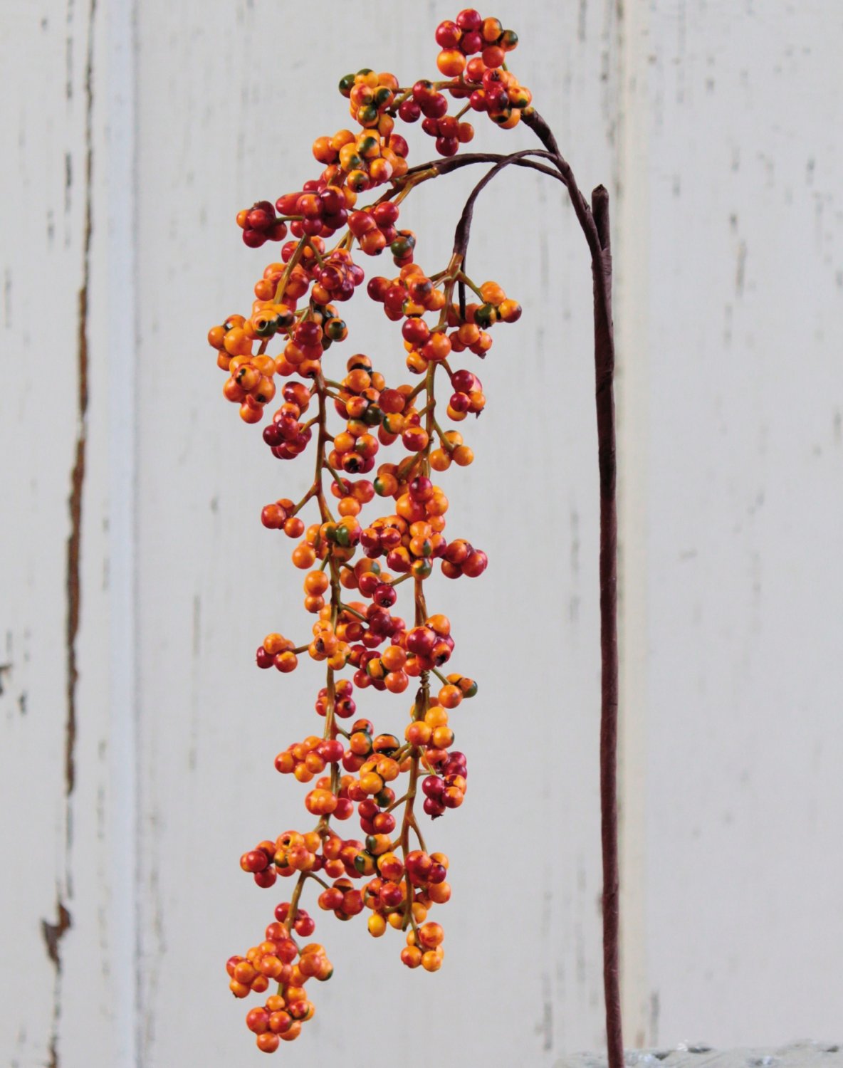 Fake berries branch hanger, 43 cm (total 65 cm), orange