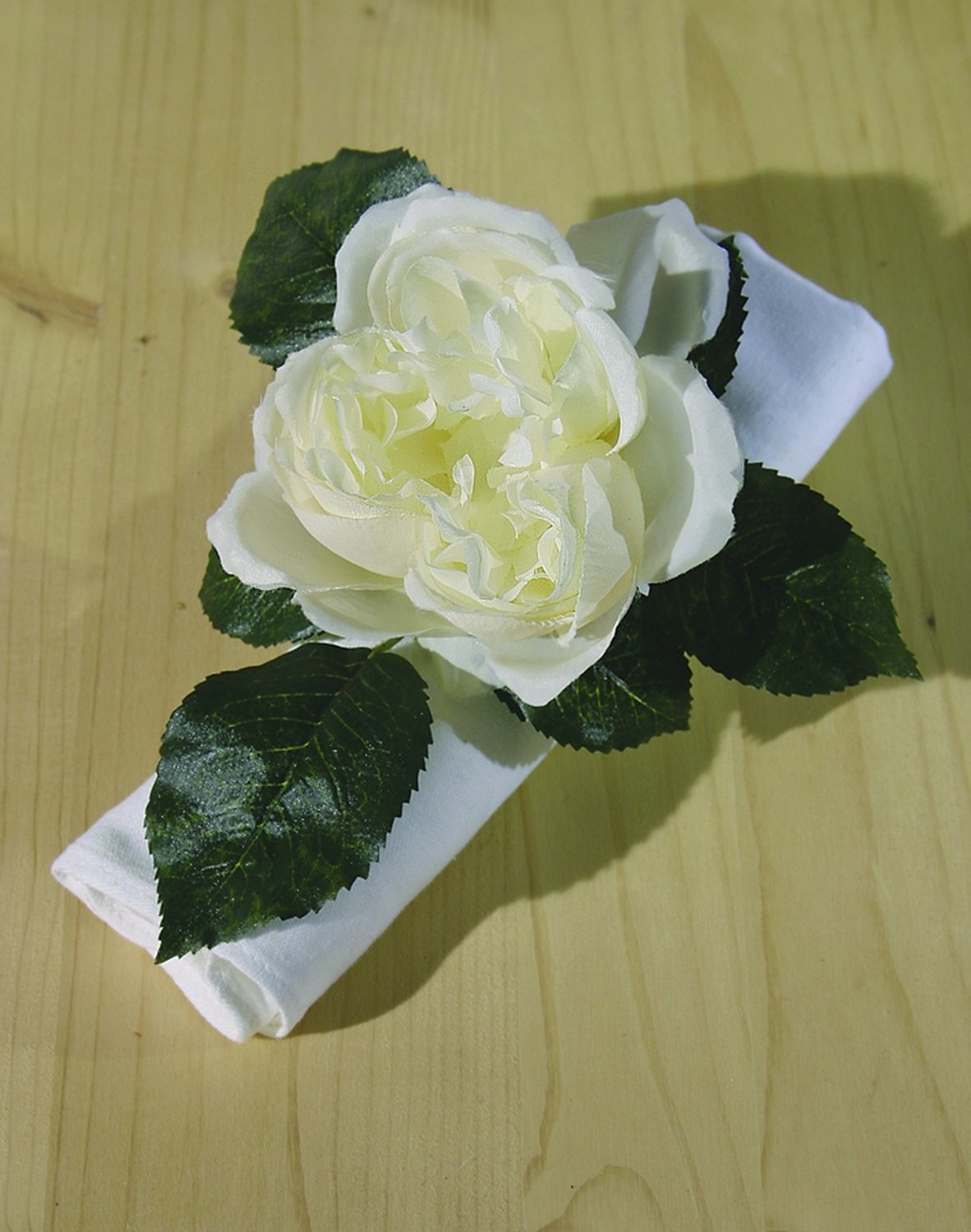 Deko Serviettenring mit Rose, 11 cm, weiß