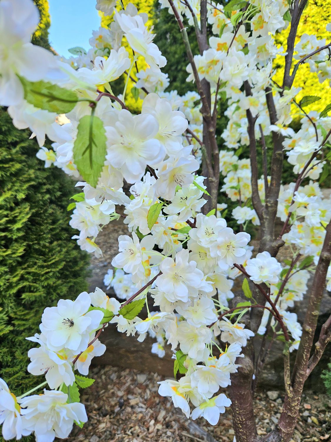 Albero artificiale di ciliegio in fiore, 175 cm, bianco puro