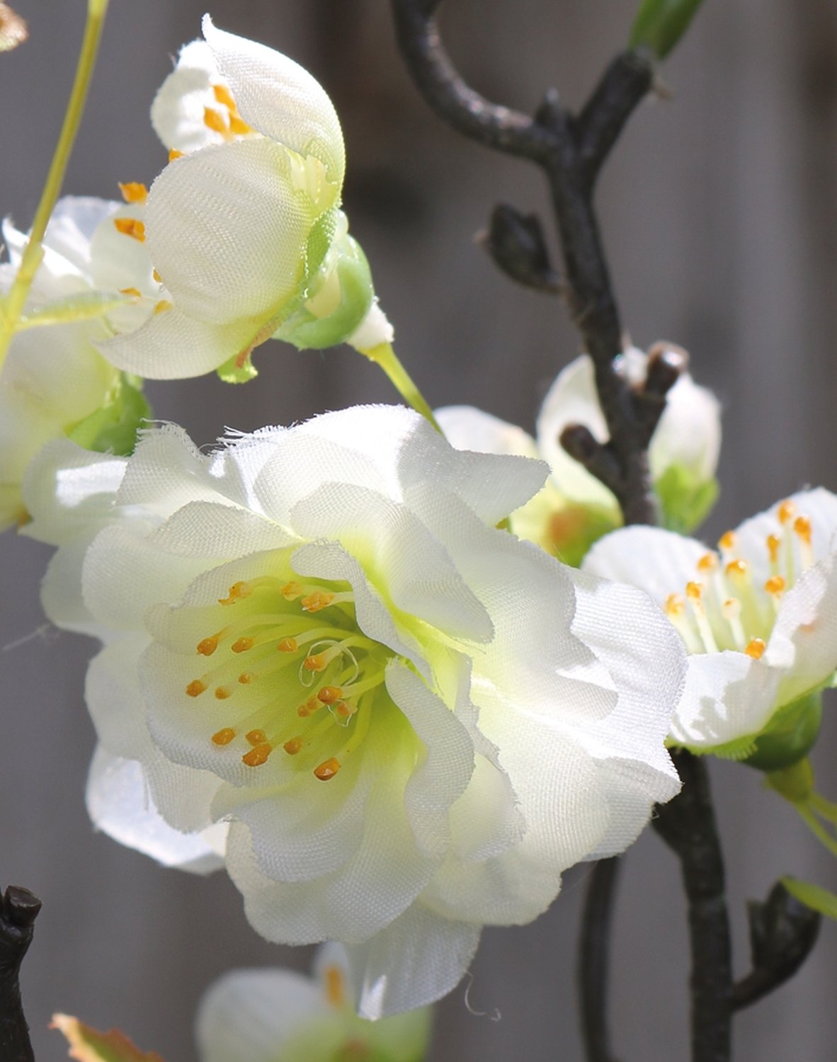 Fake cherry blossom branch, 47 cm, beige-white