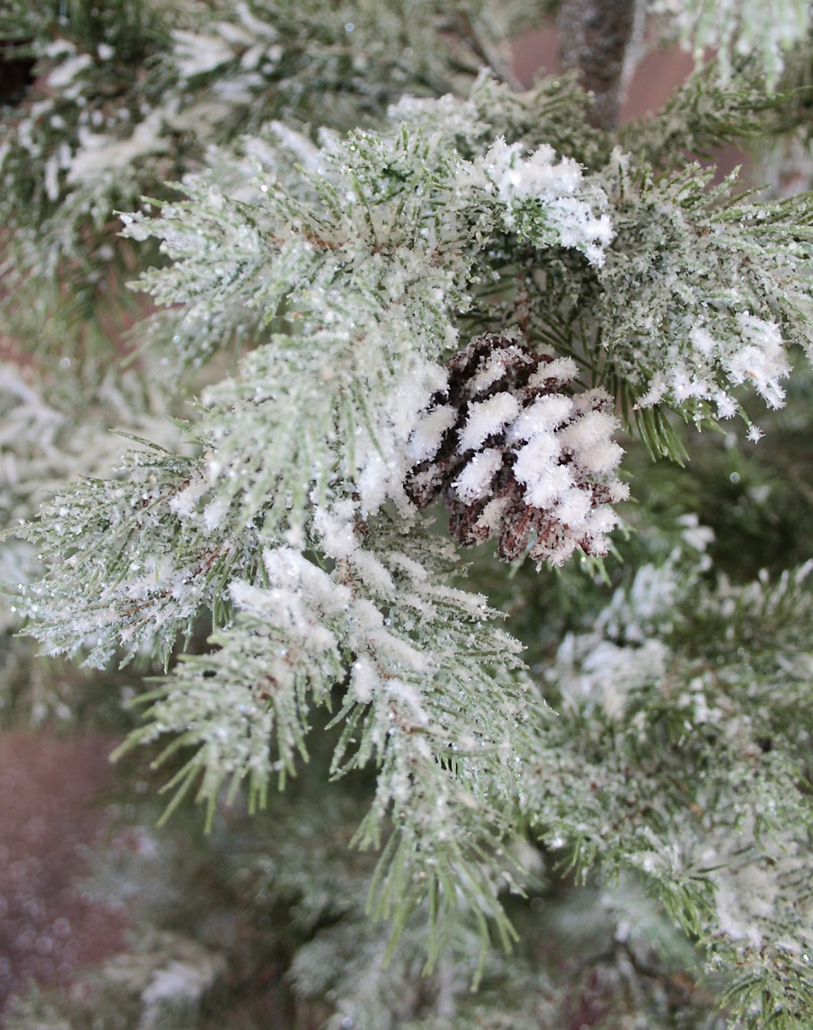 Künstlicher Tannenbaum mit Schnee und Zapfen, getopft, 120