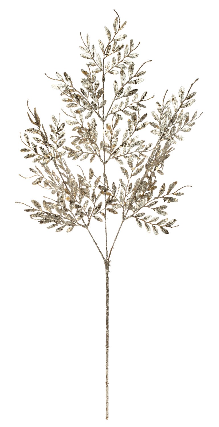 Rama de hoja artificial con purpurina, 76 cm, champán-camelia Rama de hoja artificial con purpurina, 76 cm, champán-camelia