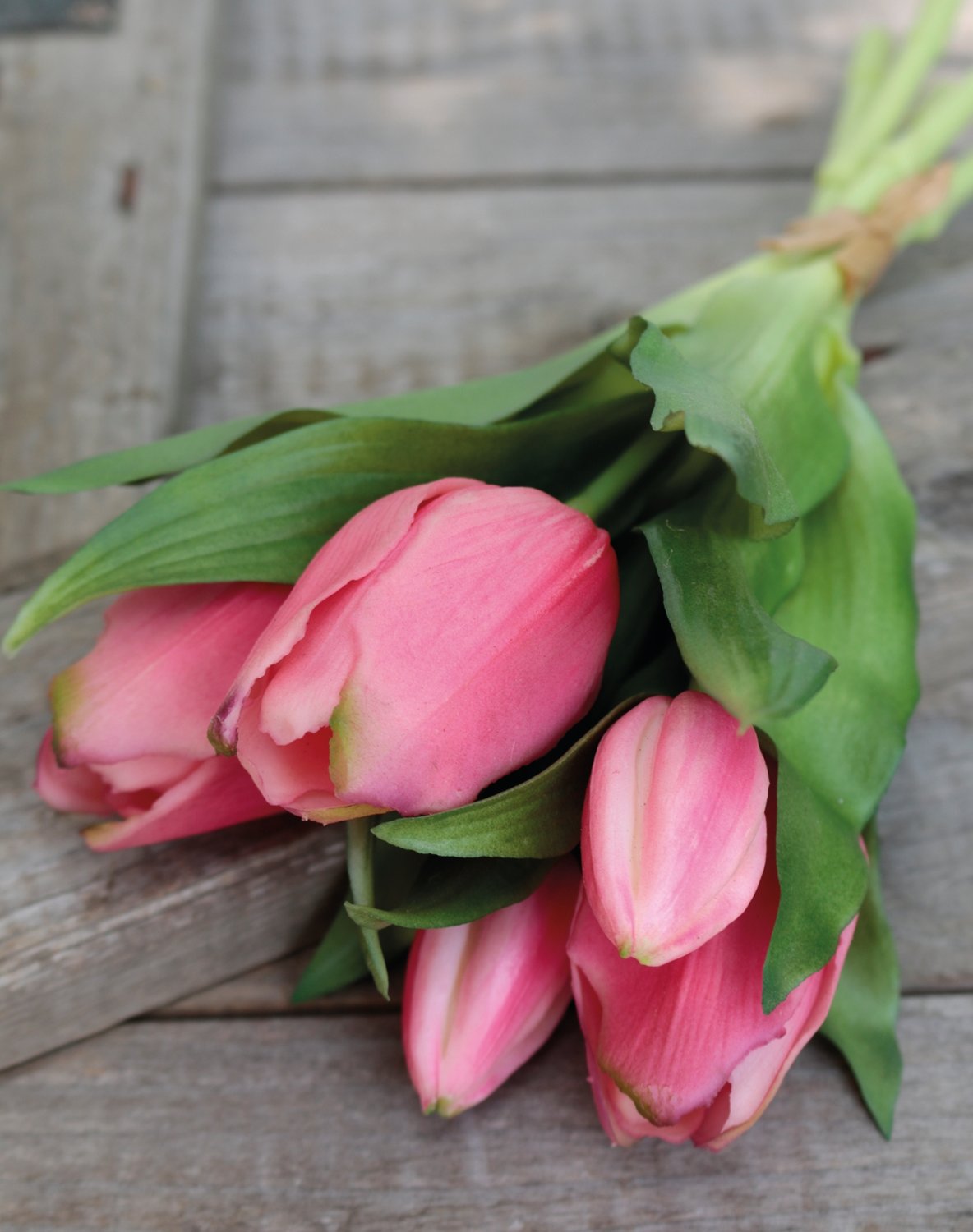 Artificial tulip bouquet, 5-fold, 28 cm, pink