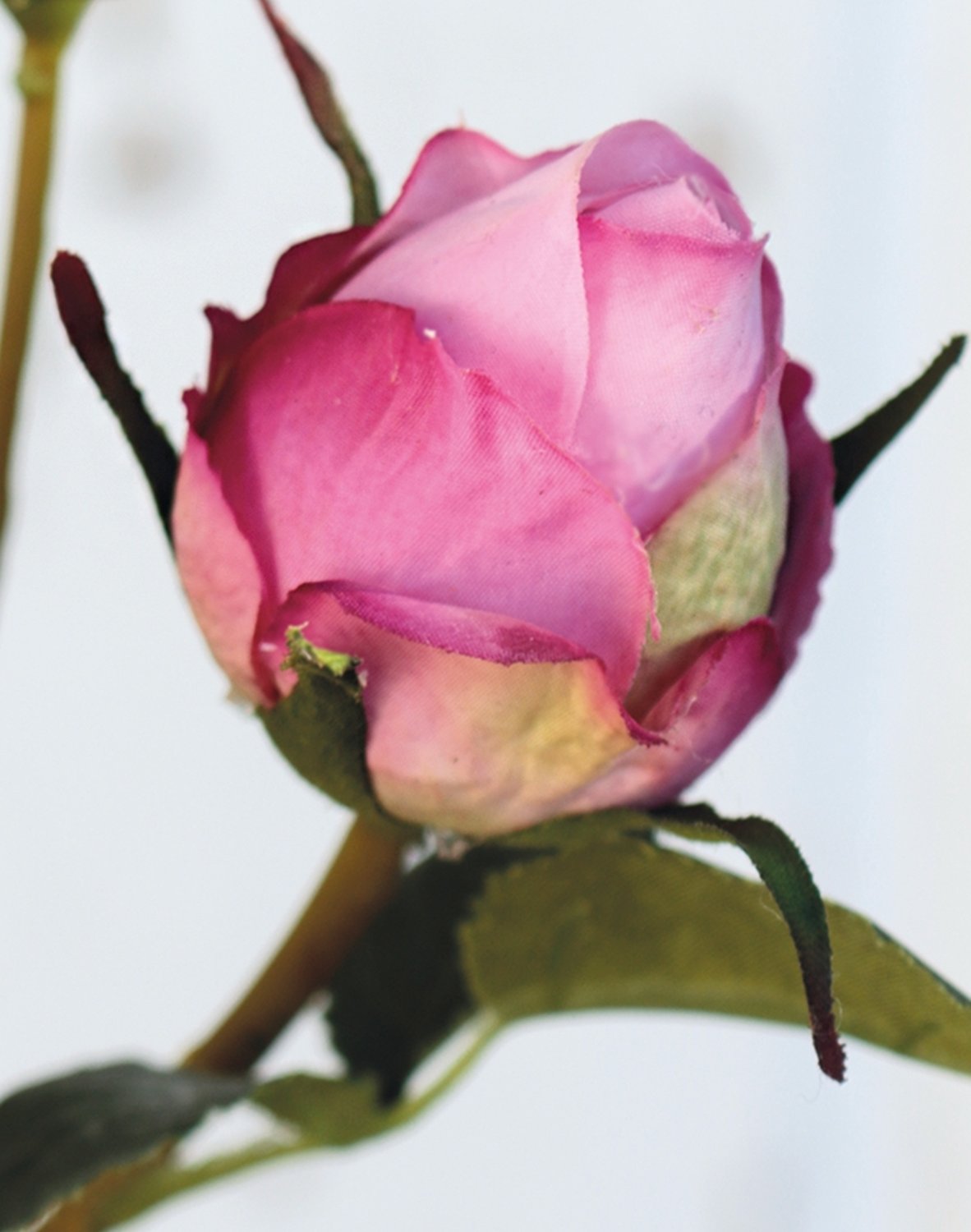 Artificial rose, 1 flower, 2 buds, 60 cm, real touch soft, antique-rose