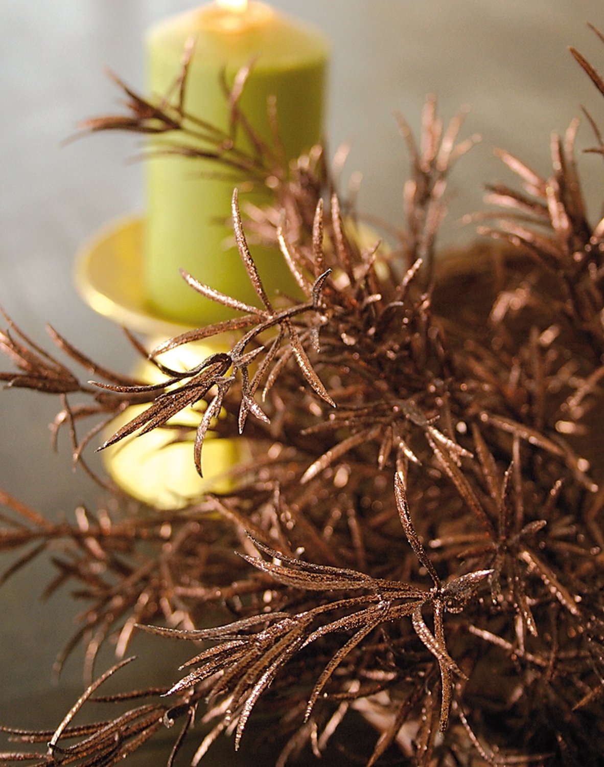 Künstlicher Grasbusch mit Glitter aus Kunststoff, 7-fach, 49 cm, braun