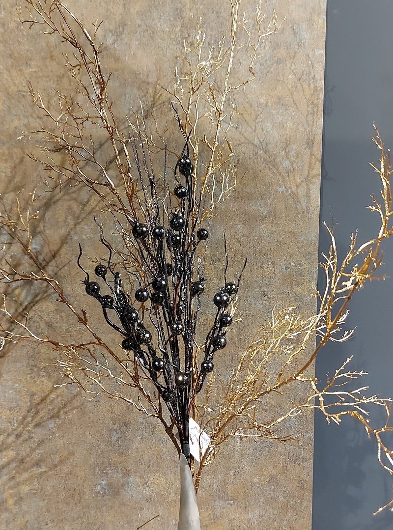 Artificial berry branch with glitter, 90 cm, black