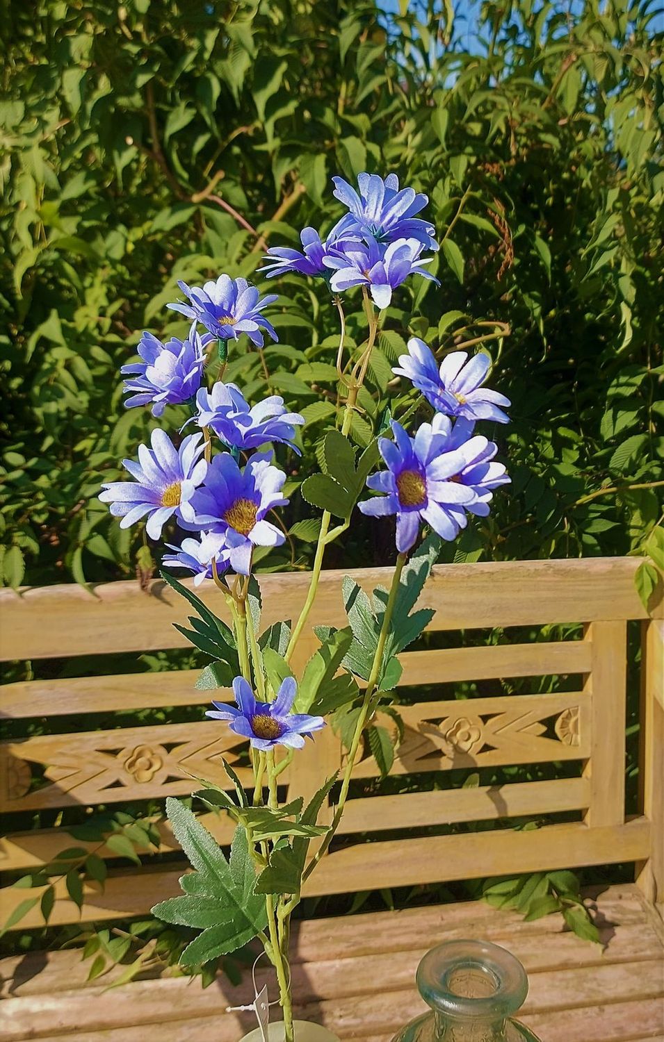 Künstlicher Margeritenzweig, 67 cm, violett-blau