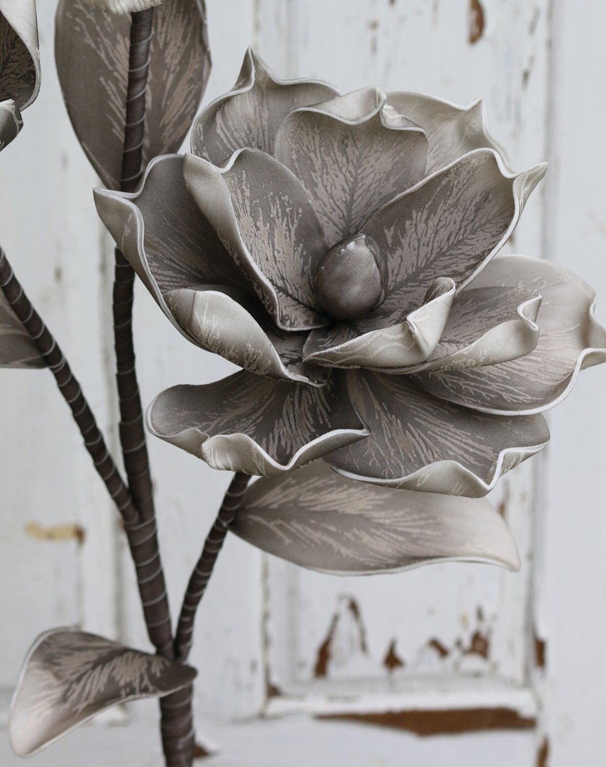 Künstliche Soft flower 'Blüte', 115 cm, grau