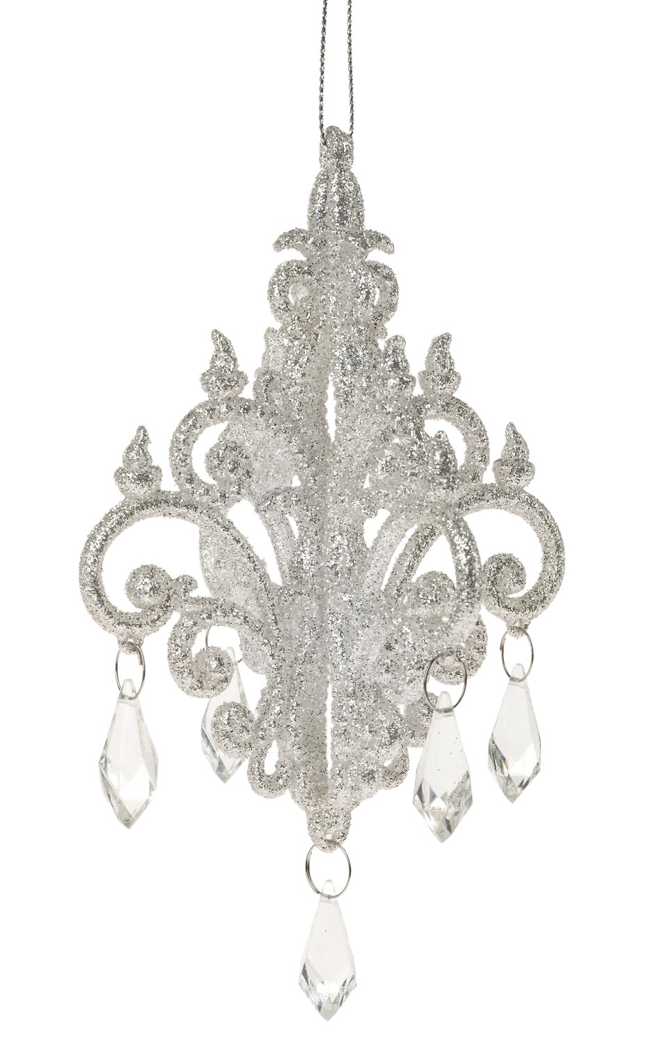 Deco ornament 'Luster' made of acrylic material, 14 cm, silver