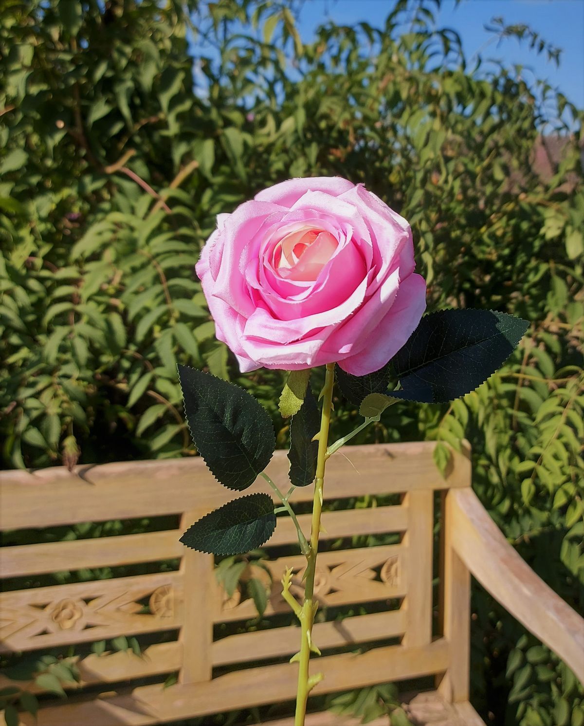 Künstliche Rose, 65 cm, Ø 9 cm, pink