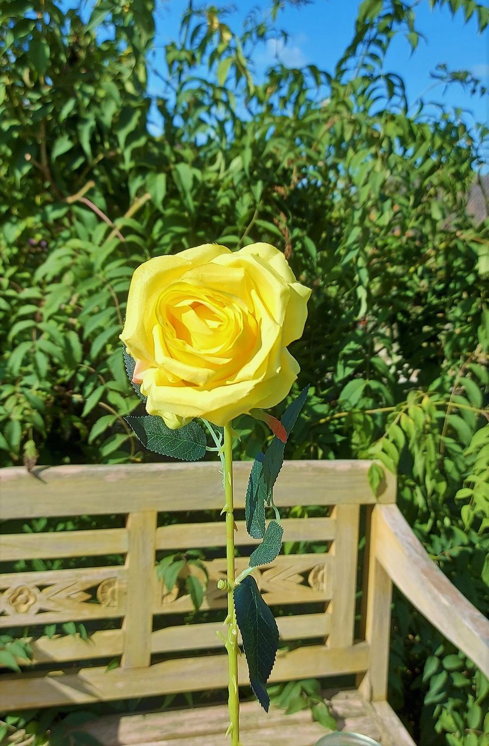 Künstliche Rose, 65 cm, Ø 9 cm, gelb