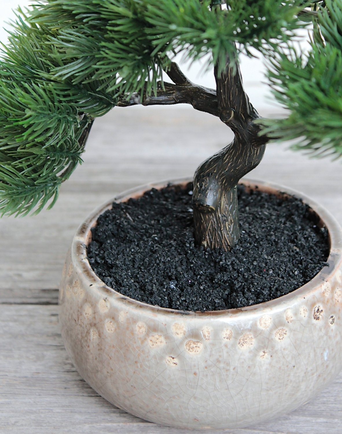 Künstliche Bonsai-Konifere in Keramiktopf, 23 cm, grün