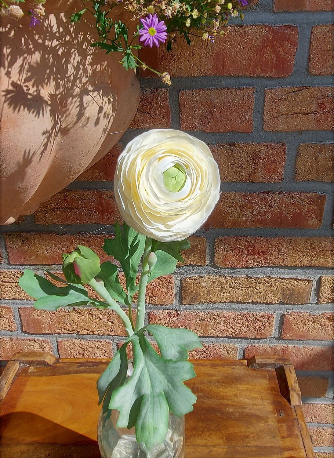 Künstliche Ranunkel, 51 cm, creme-weiß
