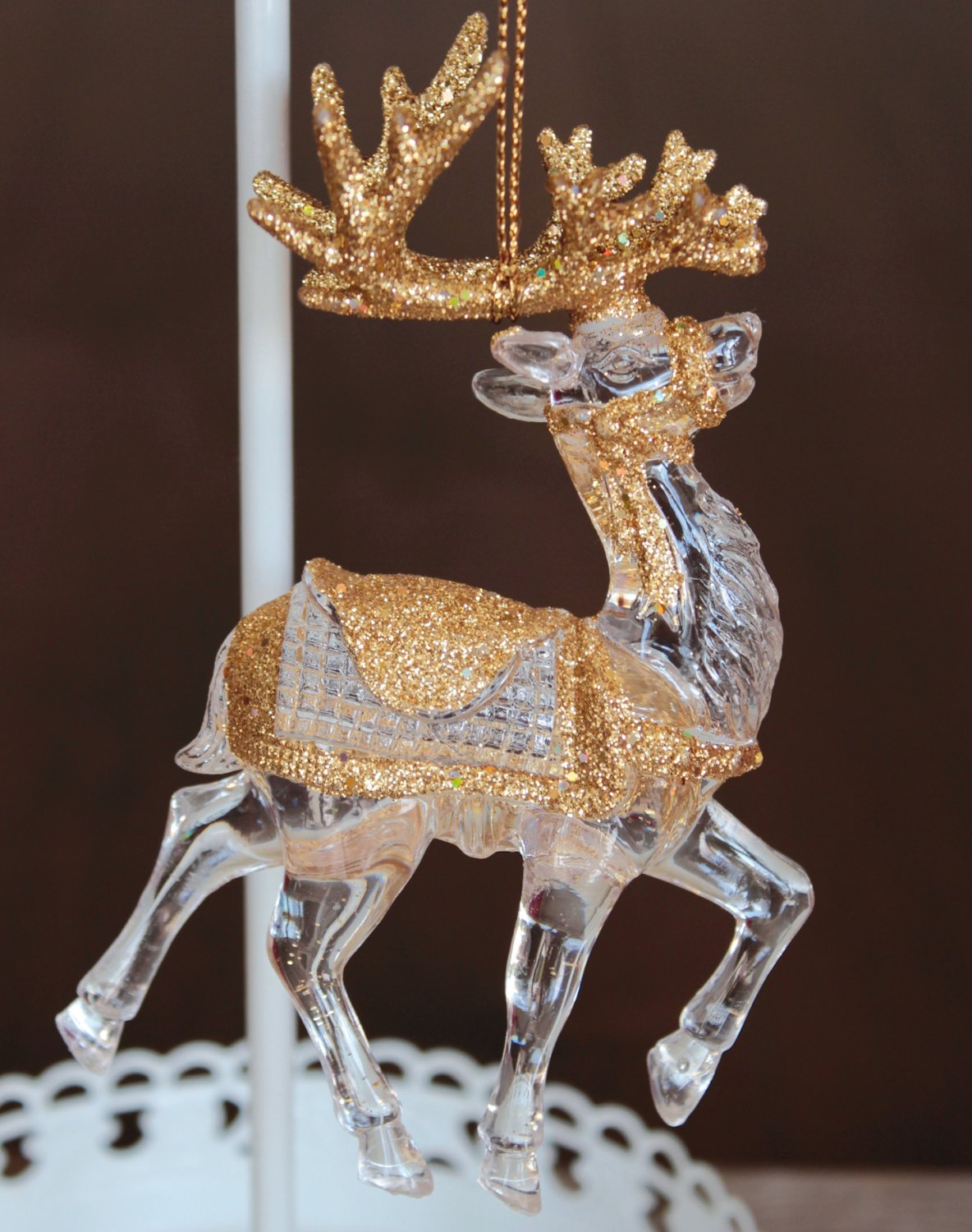 Decoration deer, acrylic, 12 cm, gold