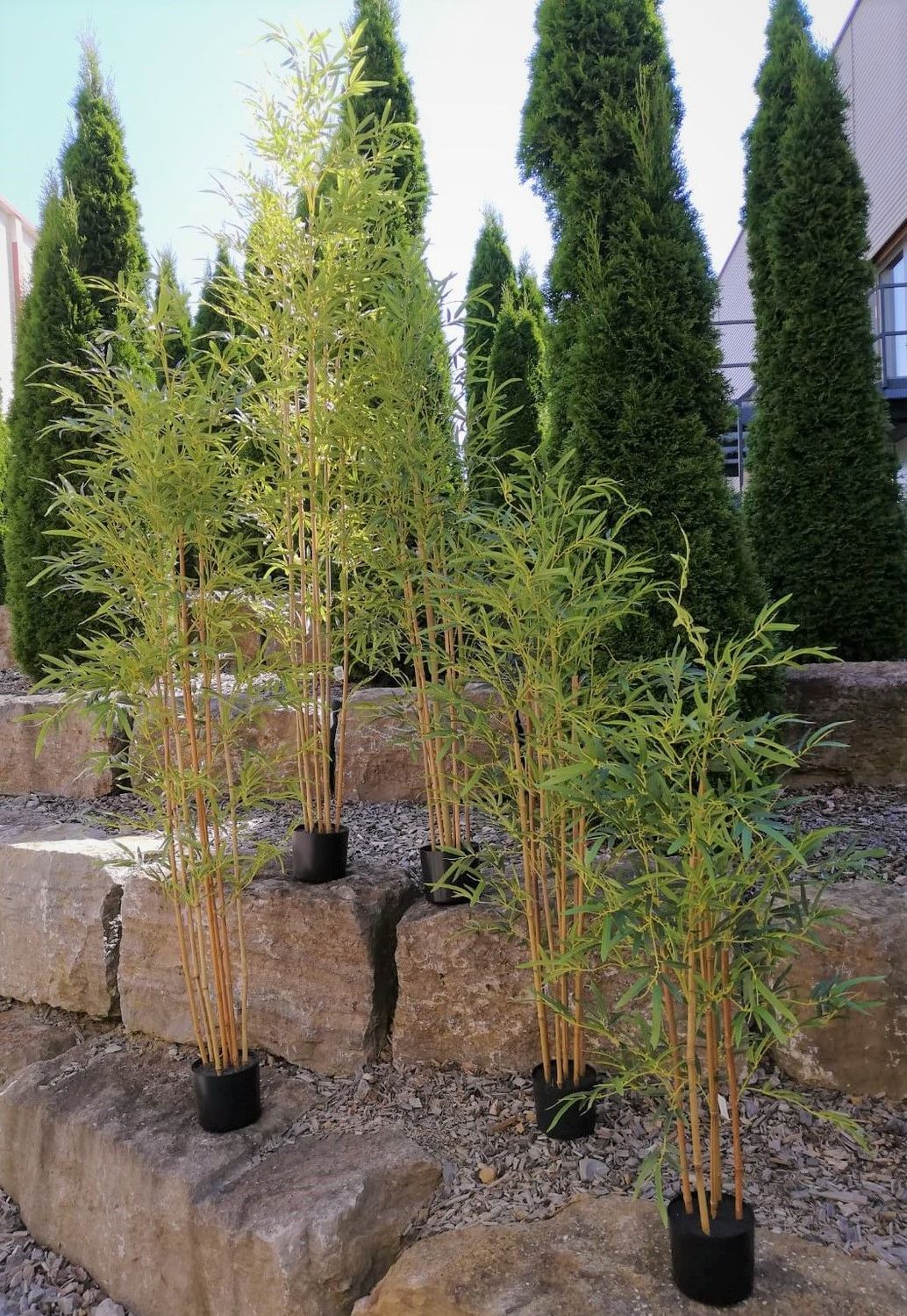 Artificial bamboo, potted, 210 cm, green