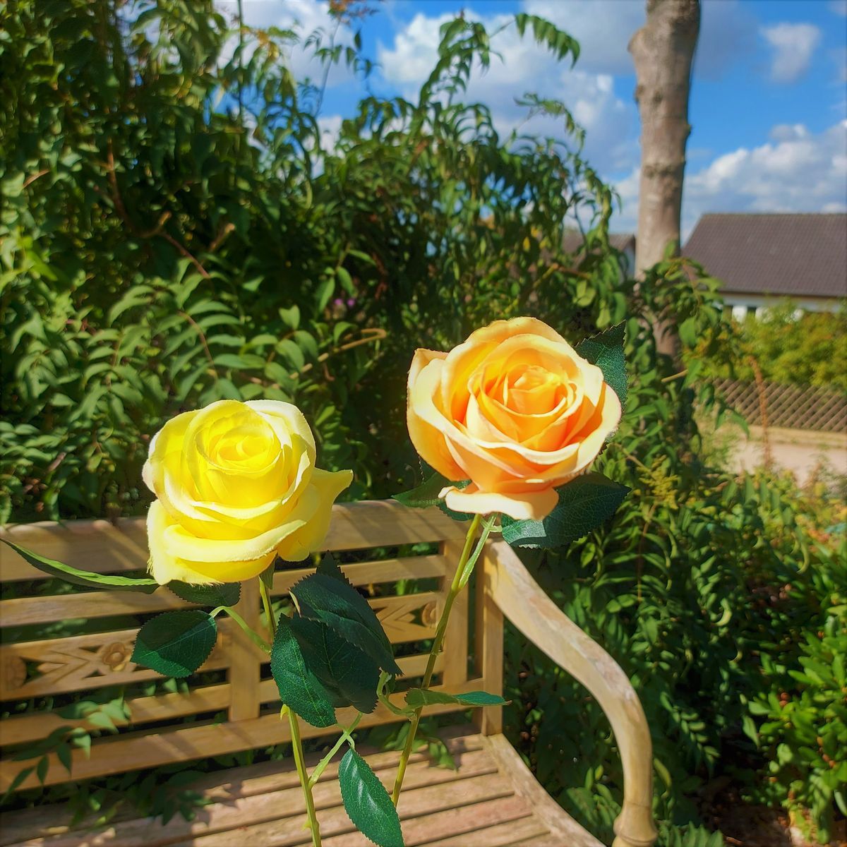 Artificial rose, 55 cm, Ø 7 cm, yellow