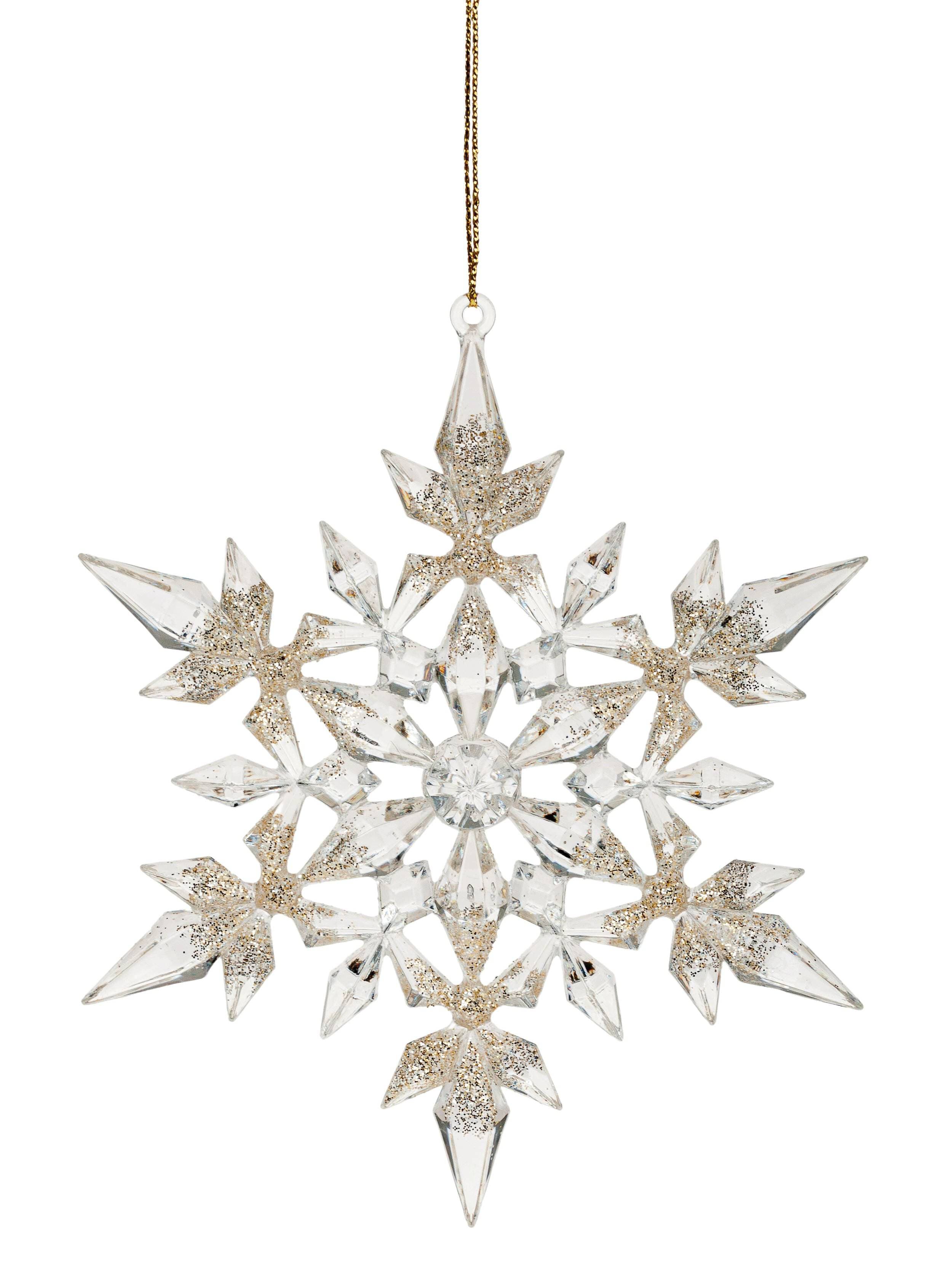 Deko Eiskristall aus Acryl, 2 Stück, Ø 12 cm, weiß-gold Deko Eiskristall aus Acryl, 2 Stück, Ø 12 cm, weiß-gold