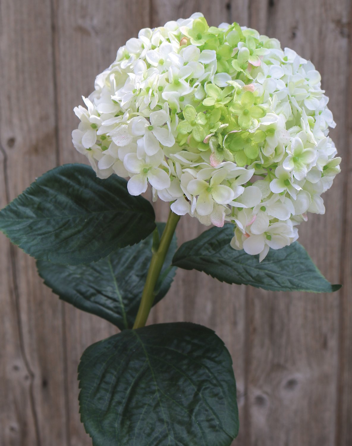 Ortensia artificiale, 60 cm, bianco-verde