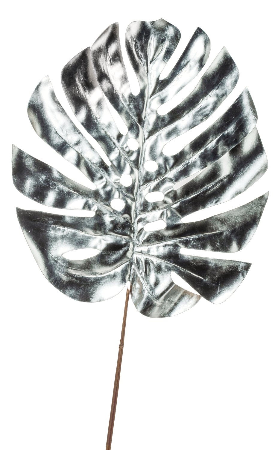 Fake monstera leaf, 89 cm (leaf 36 cm), silver