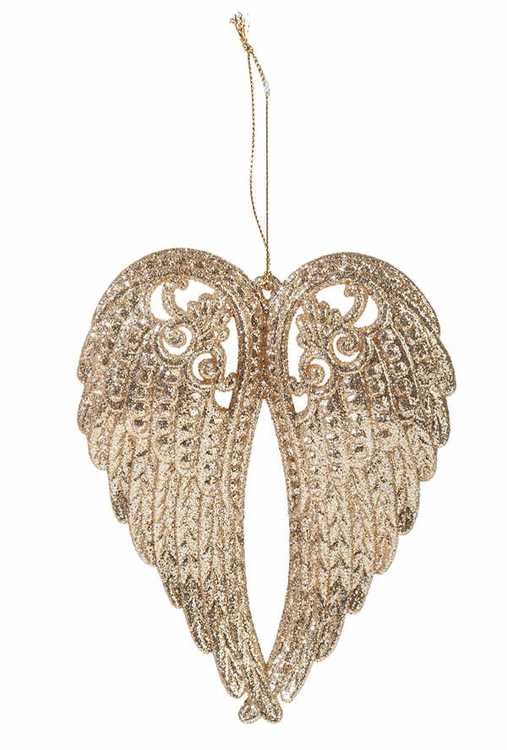 Deco angel wings made of acrylic material, 15 cm, champagne-camelie