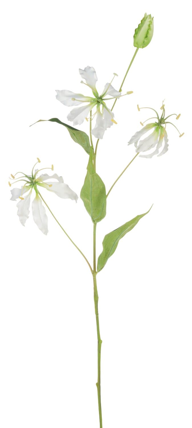 Künstliche Gloriosa Rothschildiana, 82 cm, weiß-grün