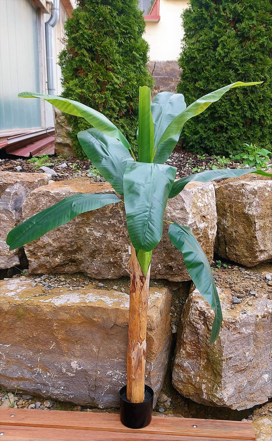Albero artificiale di banane in vaso, 150 cm, verde