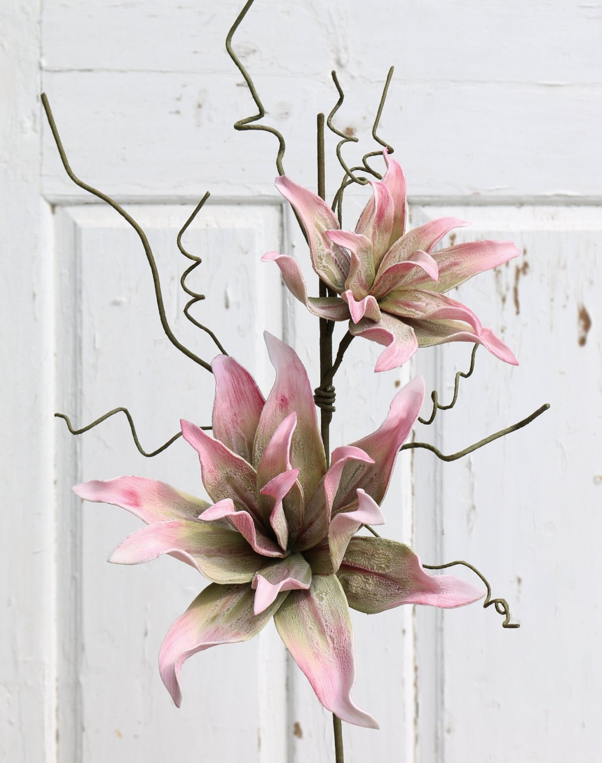 Künstlicher Soft flower 'Blütenzweig', 2 Blüten, 105 cm, rosa-grün