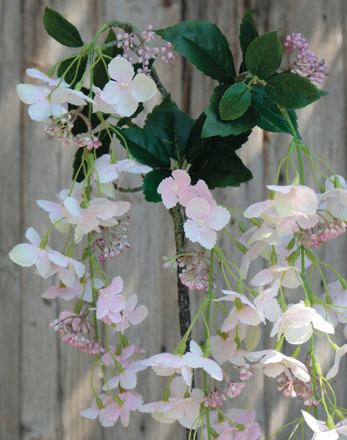 Hydrangea faux flower hanger, 119 cm, light pink