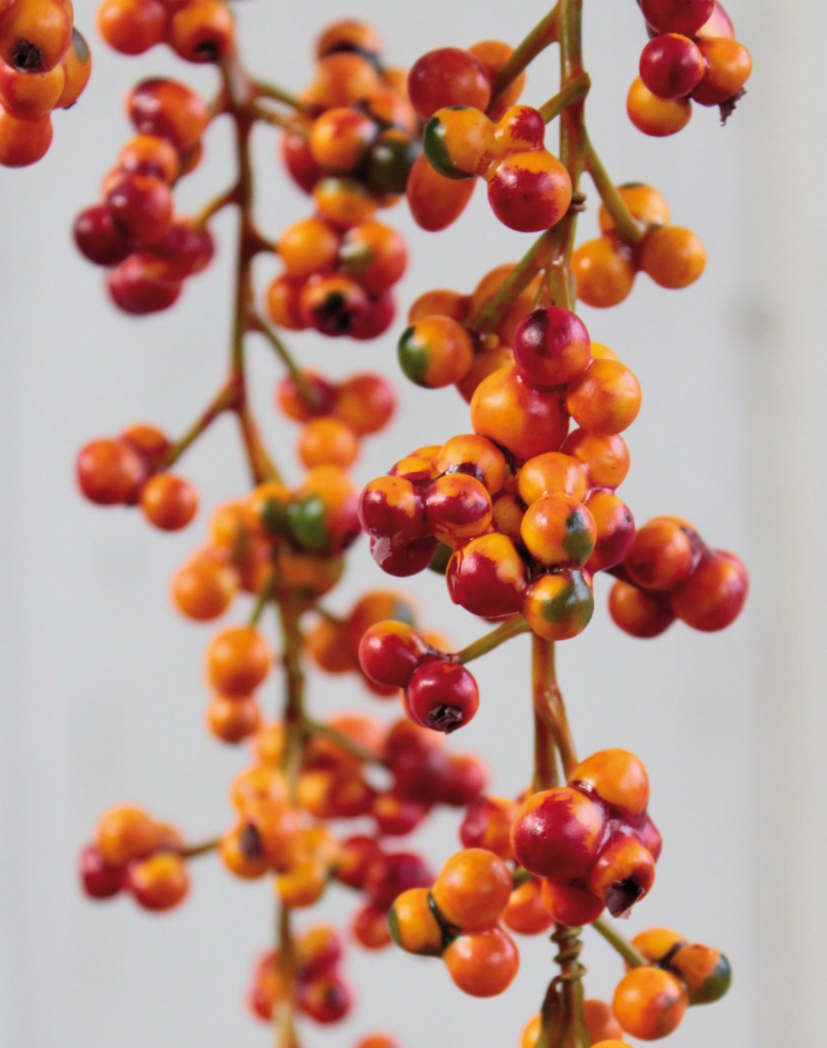 Fake berries branch hanger, 43 cm (total 65 cm), orange