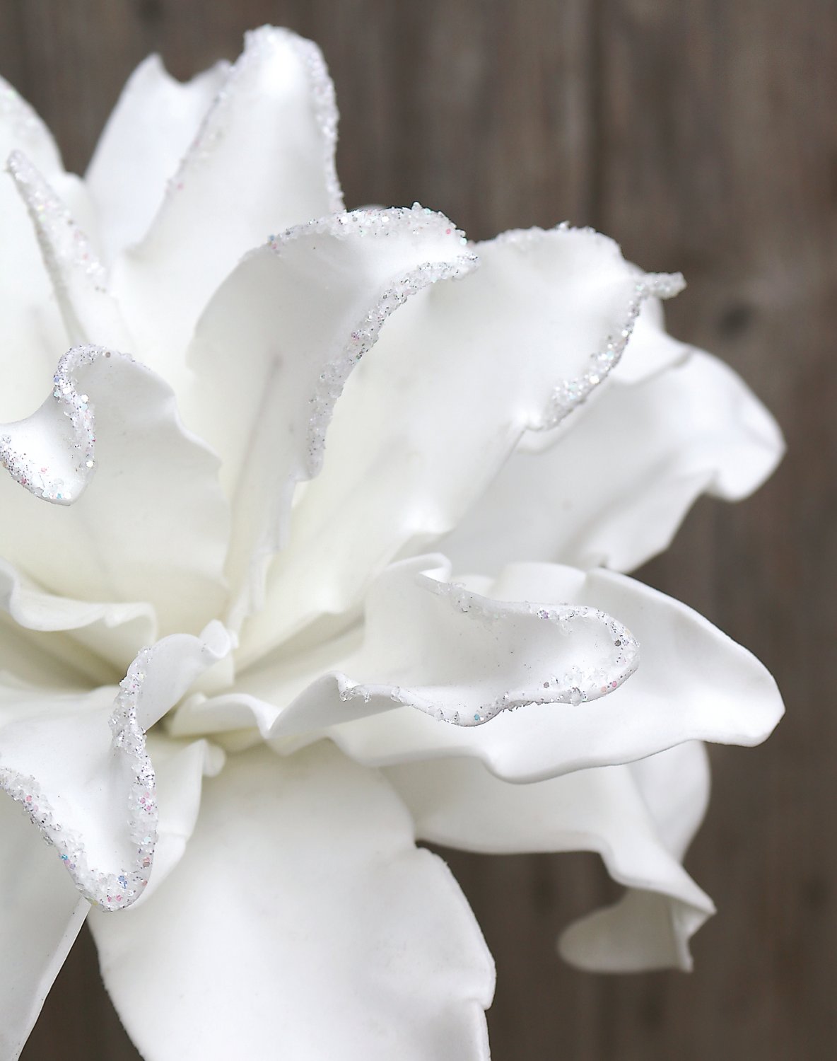 Künstliche Soft flower 'Blüte', mit Glitter, 38 cm, frost-weiß