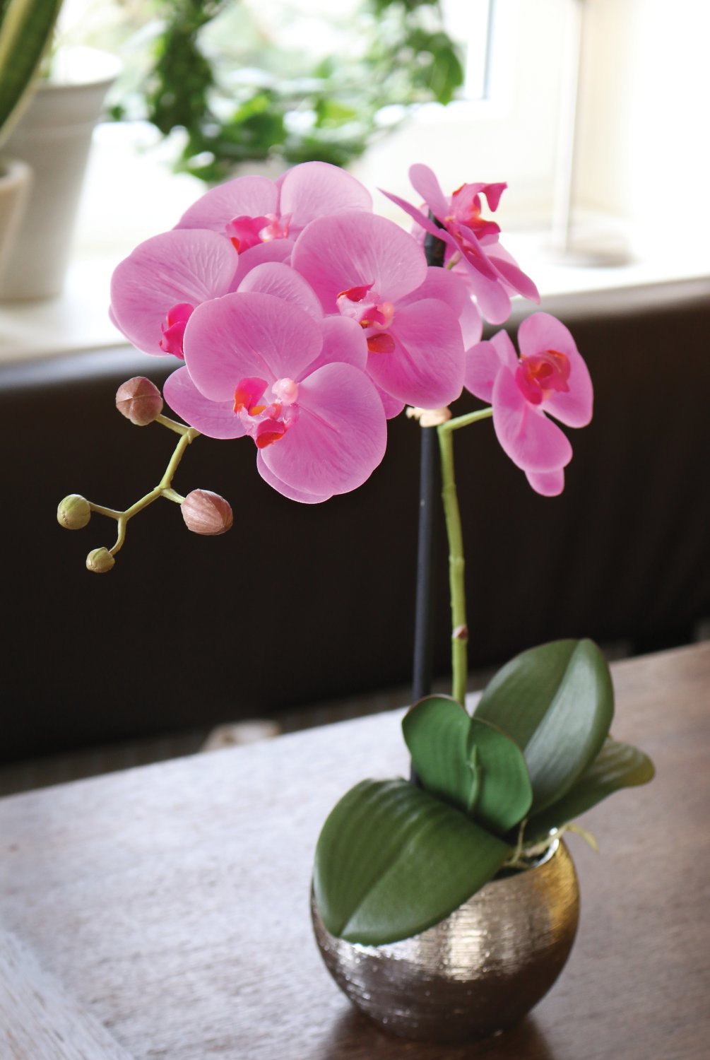 Orquídea de imitación Phalaenopsis, en maceta, 45 cm, tacto real suave, color cereza Orquídea de imitación Phalaenopsis, en maceta, 45 cm, tacto real suave, color cereza