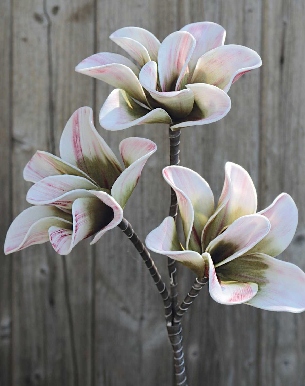 Artificial soft flower 'magnolia', 40 cm, pink-green