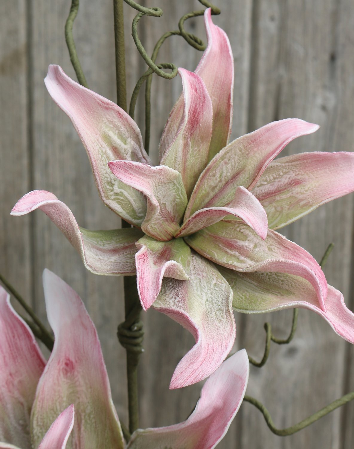 Künstlicher Soft flower 'Blütenzweig', 2 Blüten, 105 cm, rosa-grün