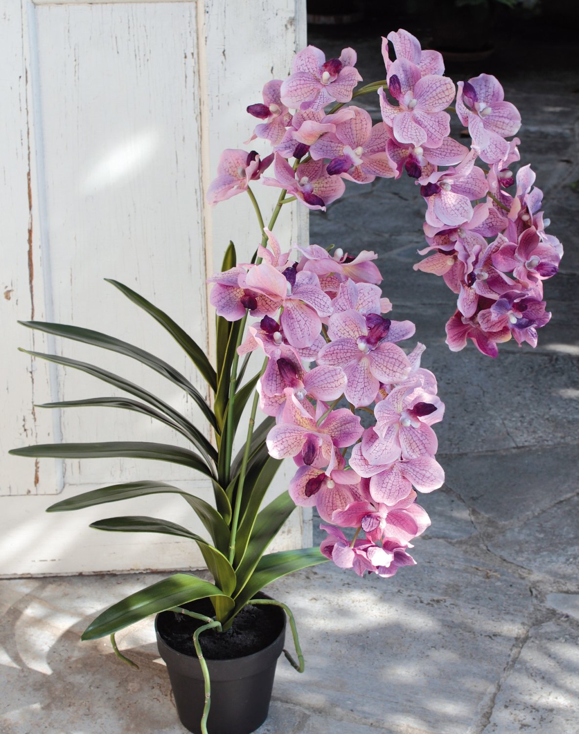 Orchid silk flower, with pot, 130 cm, lilac