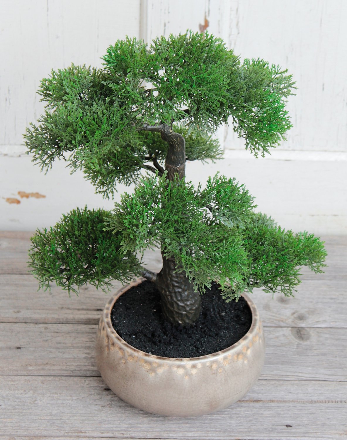 Künstliche Bonsai-Konifere in Keramiktopf, 46 cm, grün