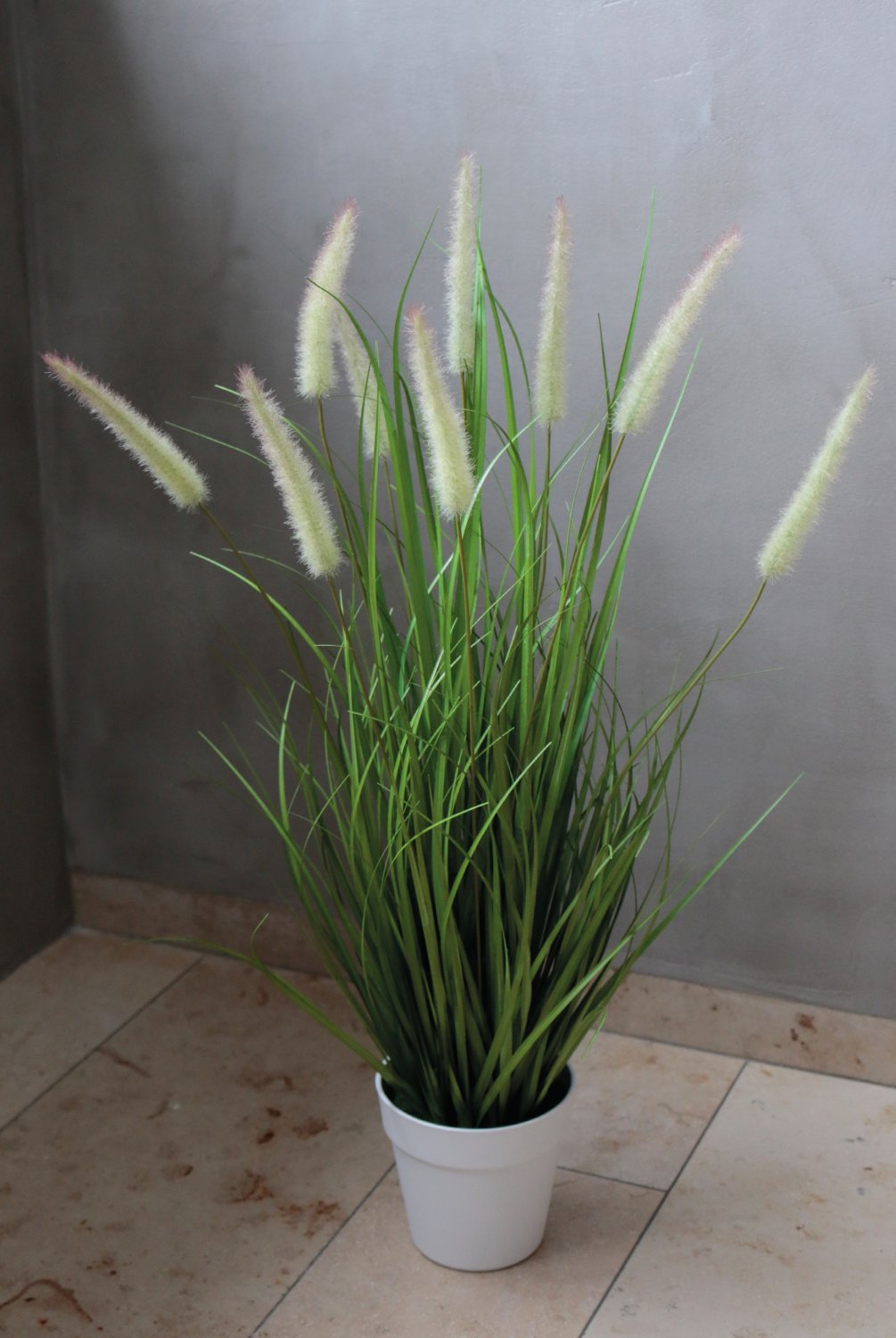 Artificial tuft of grass 'Chinese fountain grass', potted, 76 cm, green