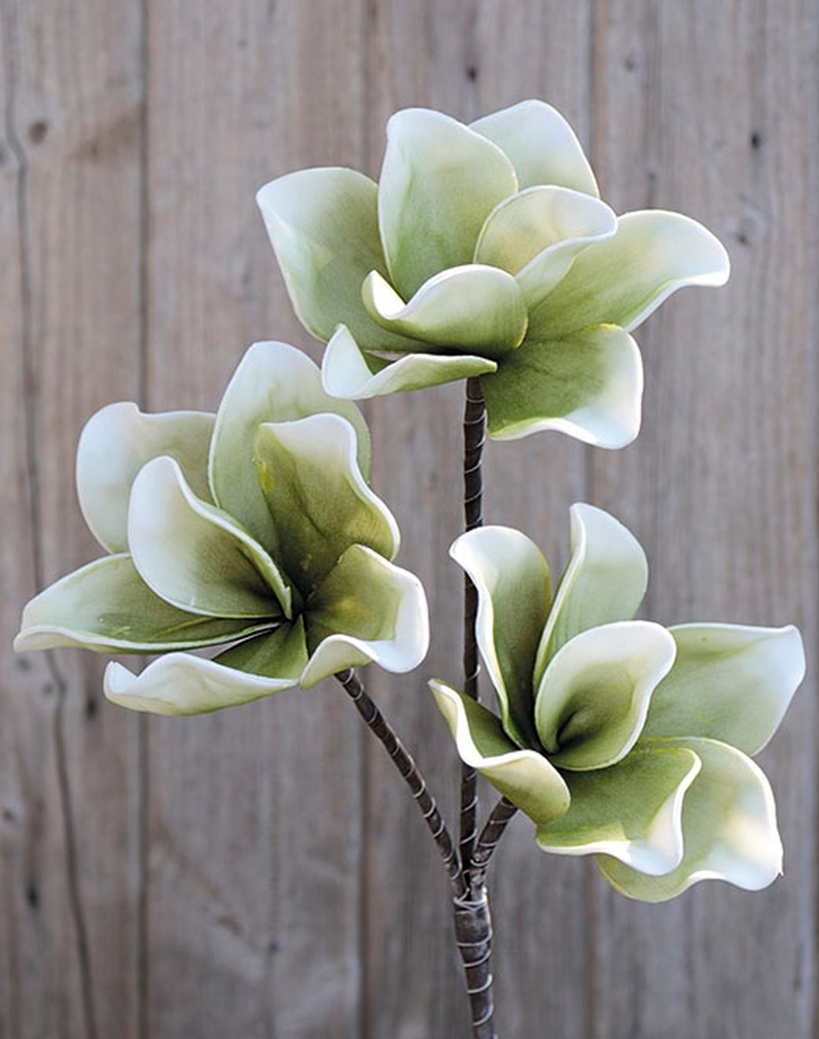 Artificial soft flower 'magnolia', 40 cm, green-white
