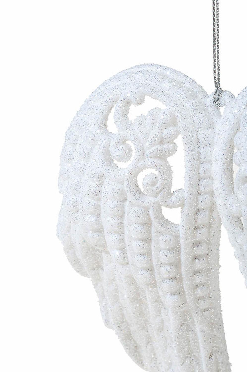 Deco acrylic angel wings, 15 cm, white-silver