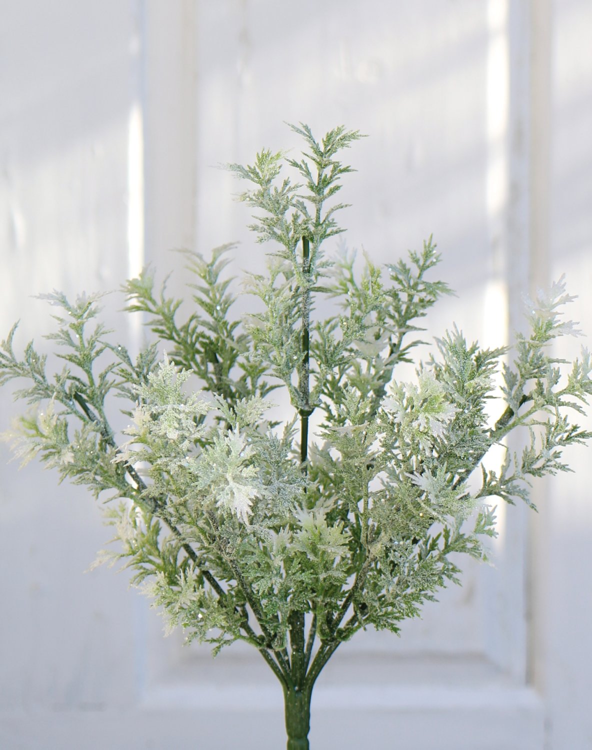 Künstlicher Zypressenzweig, gefrostet, mit Glitter, 30 cm, frost-grün