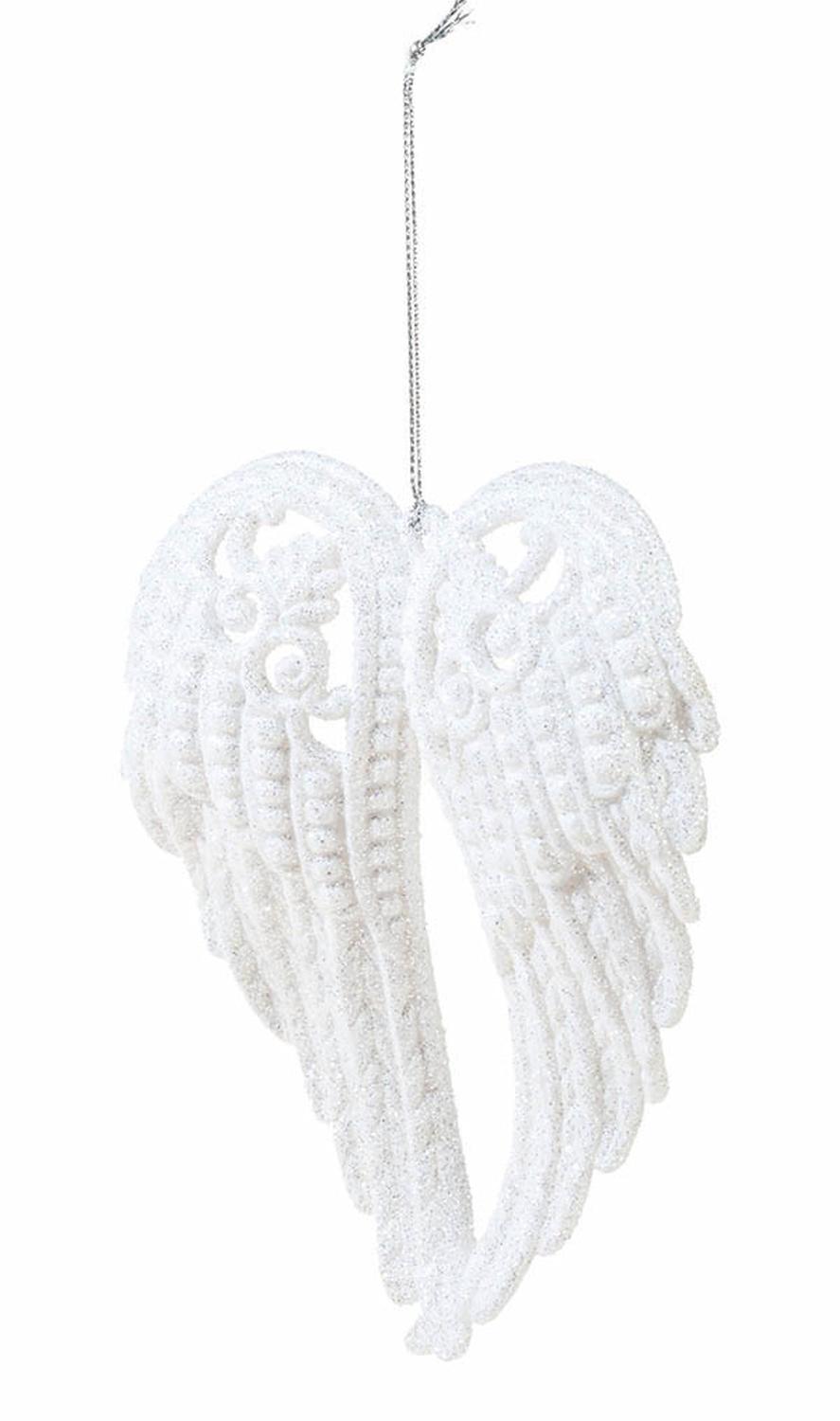 Deko Engelsflügel aus Acryl, 15 cm, weiß-silber Deko Engelsflügel aus Acryl, 15 cm, weiß-silber