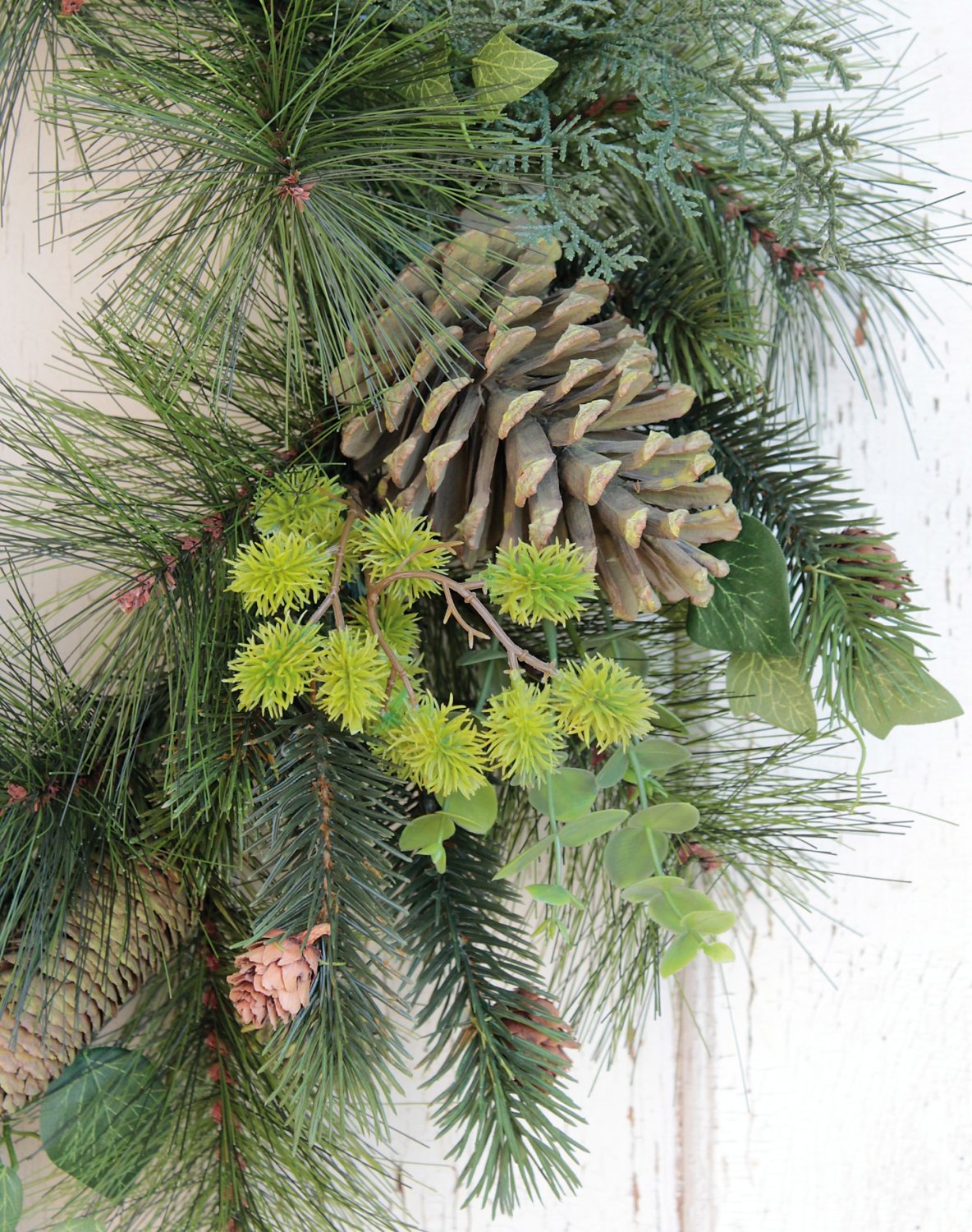 Künstlicher Weihnachtskranz, gemischt, mit Zapfen, Ø 60 cm, grün