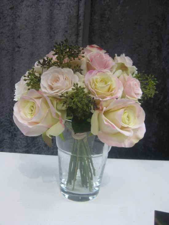 Kunst Rose, 75 cm, weiß-rosa