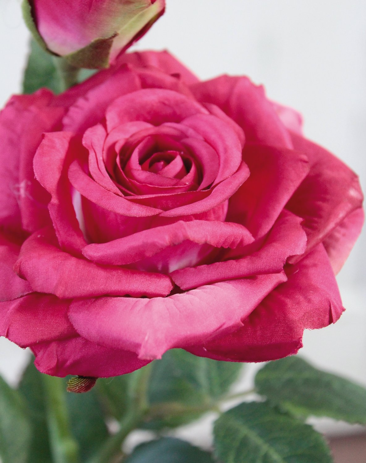 Silk rose, 1 flower, 1 bud, 37 cm, real touch soft, dark rose