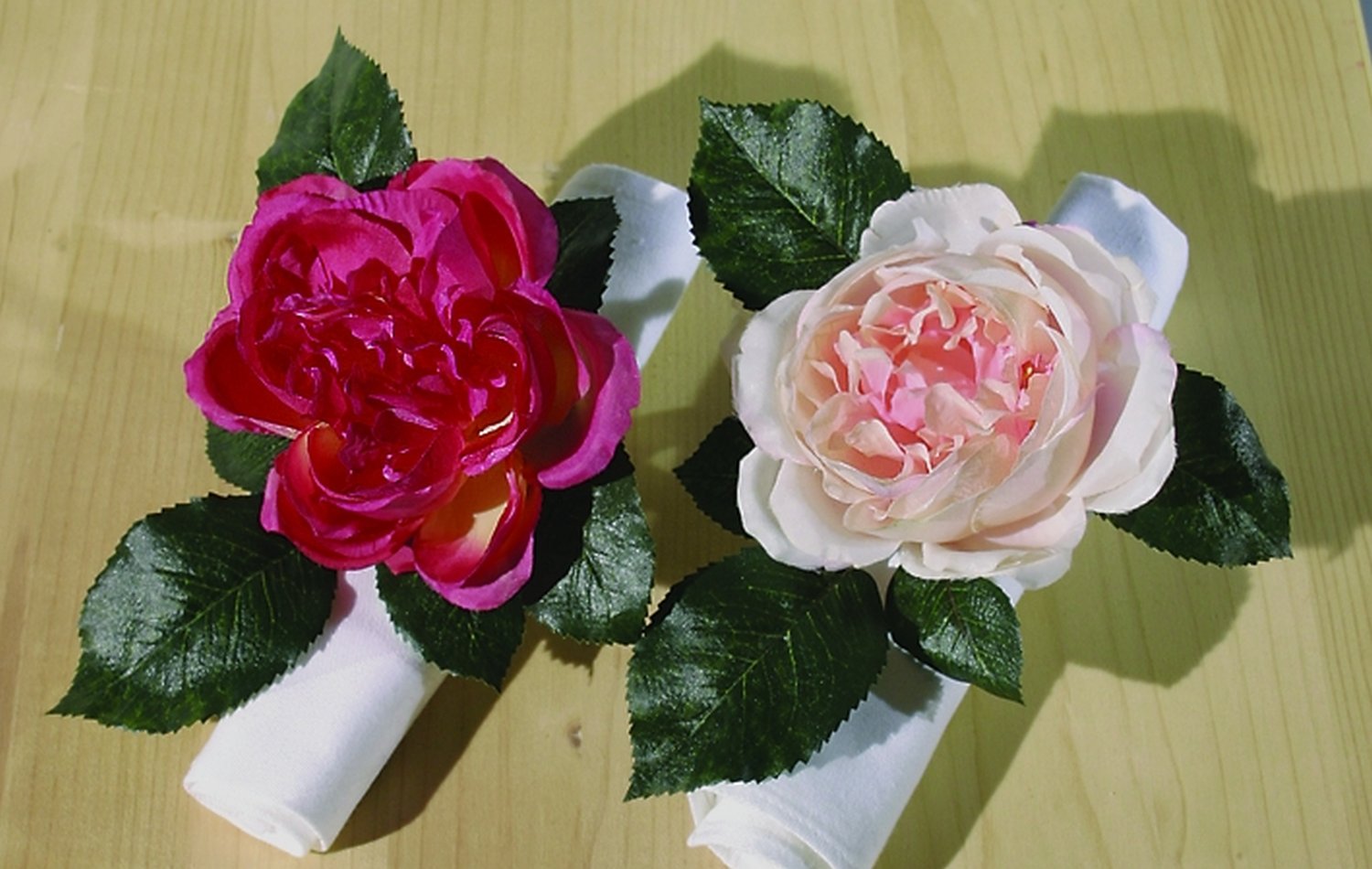 Deko Serviettenring mit Rose, 11 cm, rosa