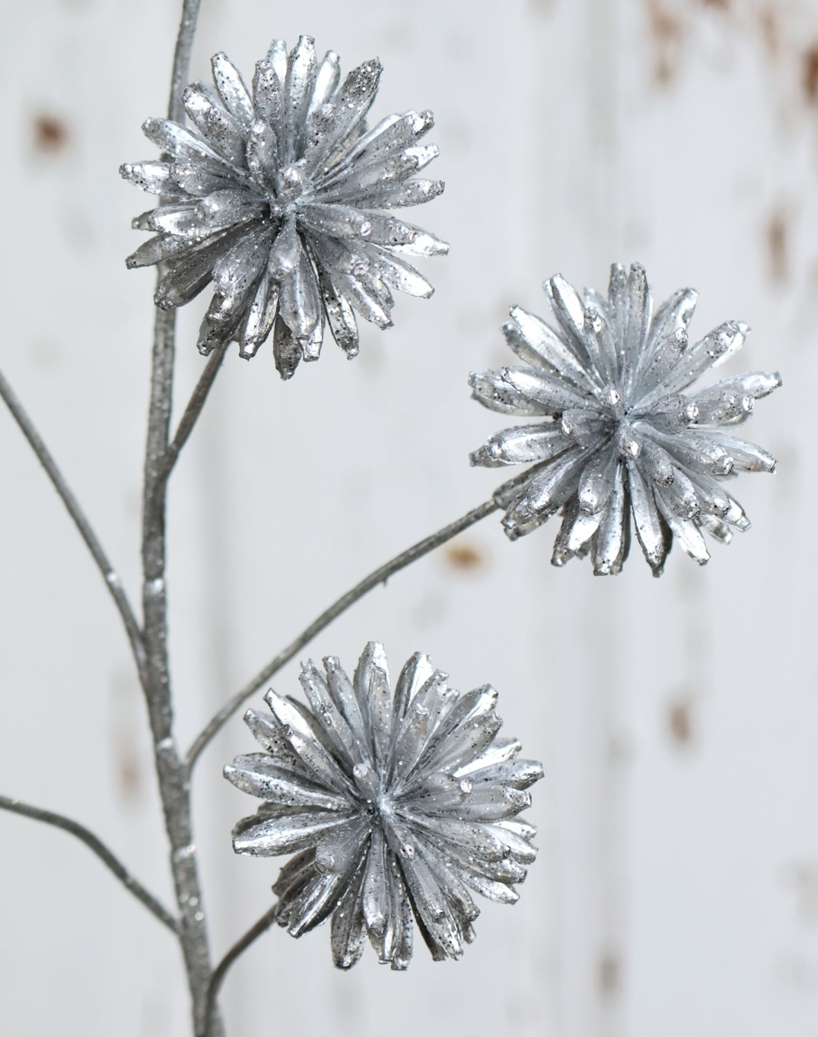 Faux decorative twig, 55 cm, silver