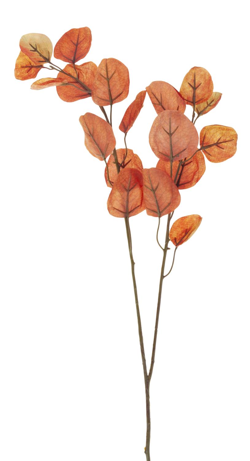 Fake eucalyptus branch, 2-fold, 82 cm, autumn red