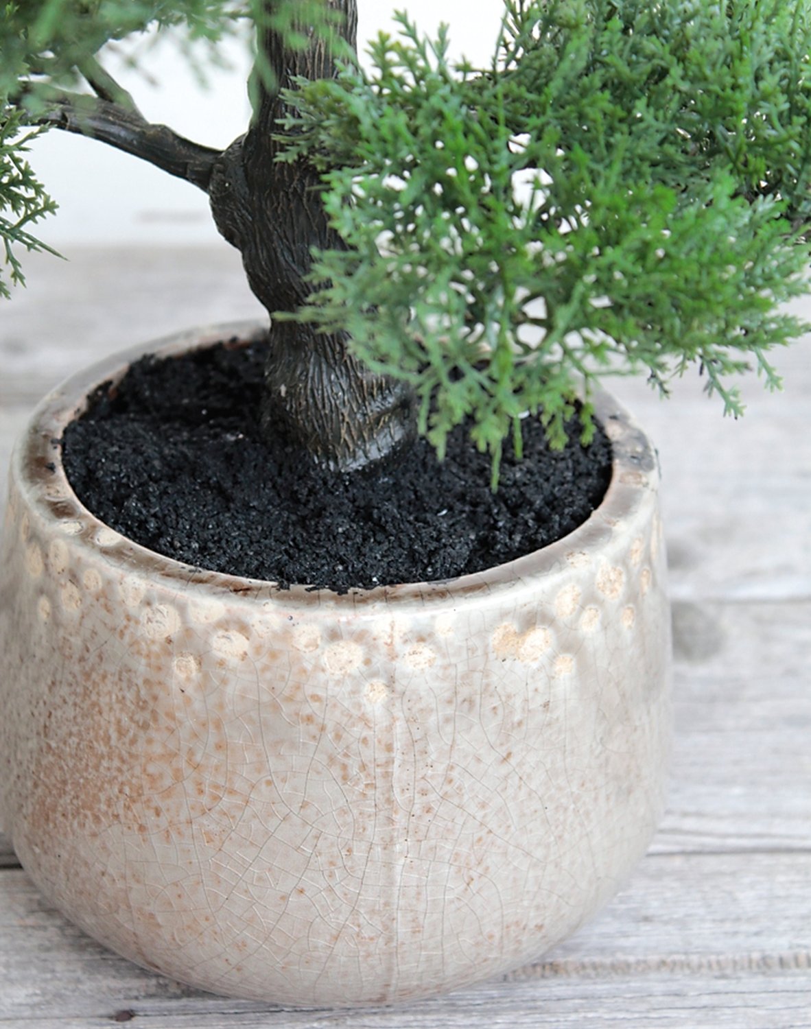 Künstliche Bonsai-Konifere in Keramiktopf, 36 cm, grün