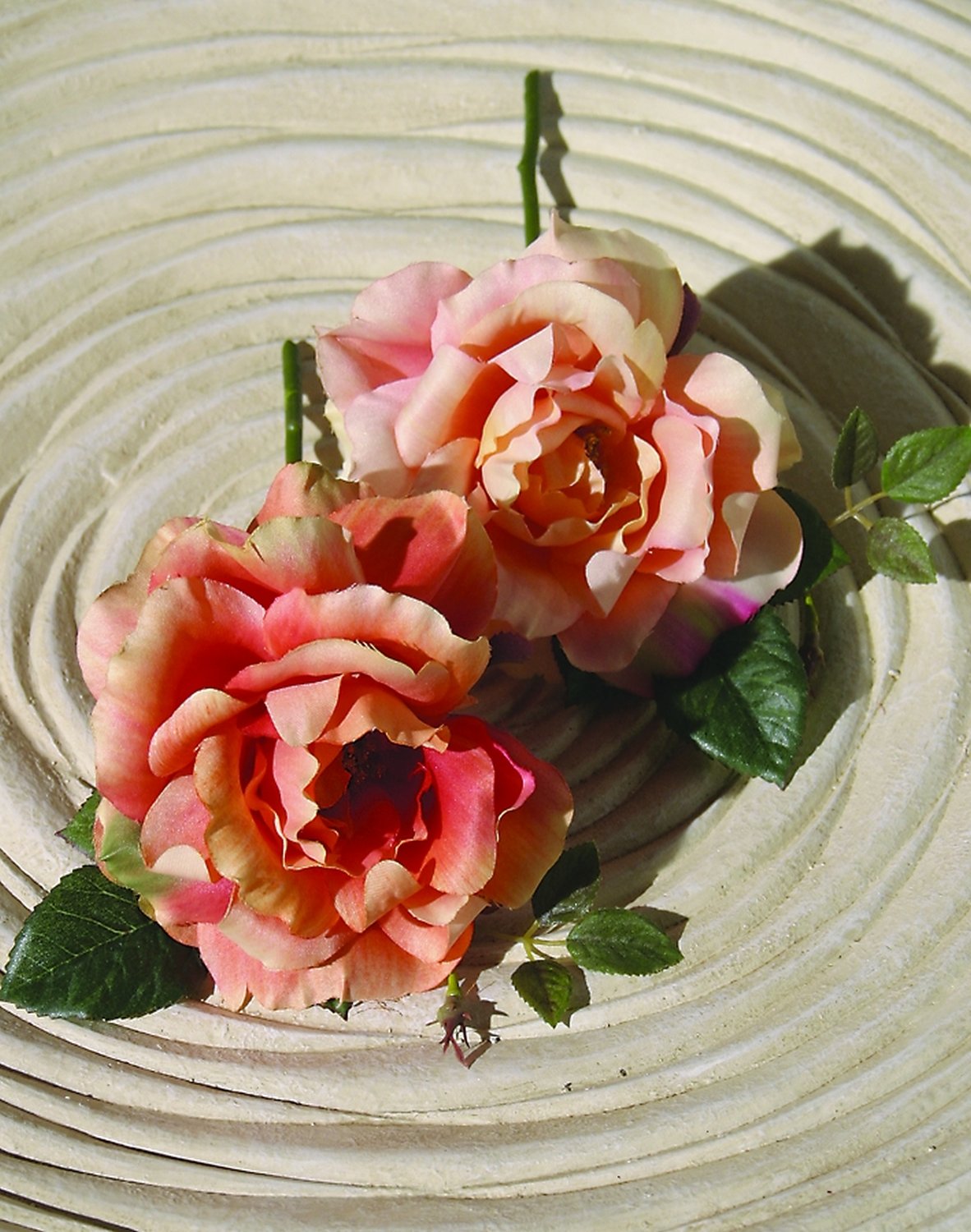 Künstliche Rose, kurzer Stiel, 20 cm, orange