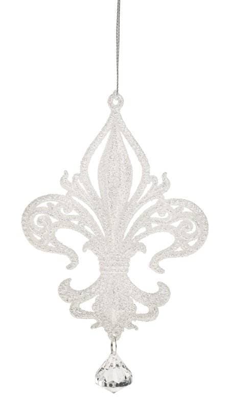 Deko Ornament 'Französische Lilie' aus Acryl, 15 cm, silber