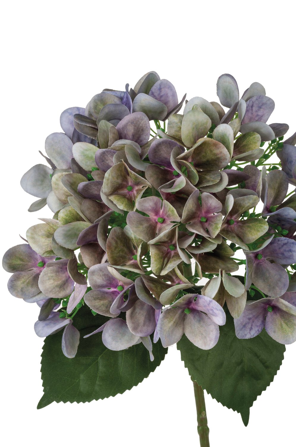 Artificial hydrangea, 65 cm, green-purple